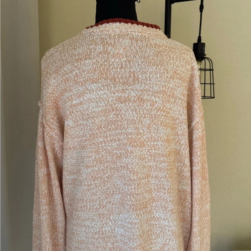 BDG Clark Oversized Cotton Sweater Small Cream Red Crewneck Streetwear